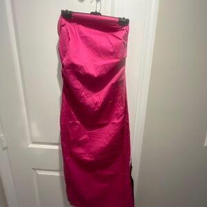 Mango fuchsia strapless midi summer dress